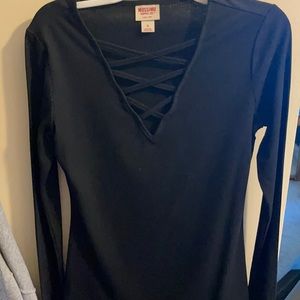 Mossimo black long sleeve criss cross front